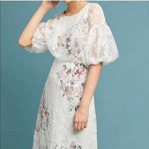 Floral white lace Tracy Reese Anthropologie Dress